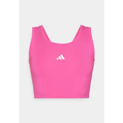 Abbildung von adidas Damen Essentials SMALL Logo Cotton Lifestyle Tank, Semi Lucid Fuchsia/White, L