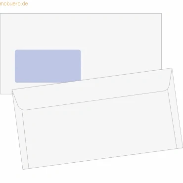 Abbildung von 20 x Brunnen Briefumschläge DINlang mit Fenster Haftklebung weiß VE=25