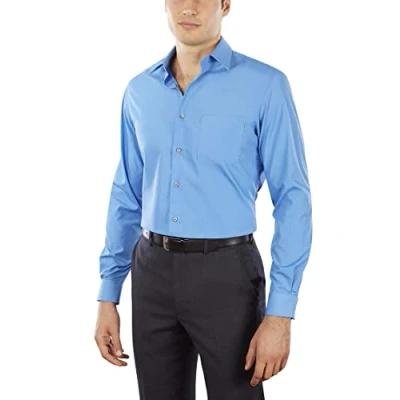 Abbildung von Van Heusen Herren Popeline, enganliegend, Fester spitzer Kragen Klassisches Hemd, Pacifico, 37 cm Hals 86 89 Ärmel