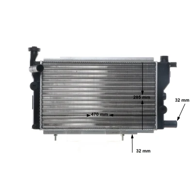 Abbildung von MAHLE ORIGINAL CR 428 000S Kühler, Motorkühlung für Fahrzeuge ohne Klimaanlage 470 284 36 Kühlrippen mechanisch gefügt PEUGEOT: 205 II Schrägheck