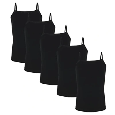 Abbildung von TupTam Mädchen Unterhemd Spaghettiträger Top 5er Pack, Farbe: Schwarz, Größe: 146 152
