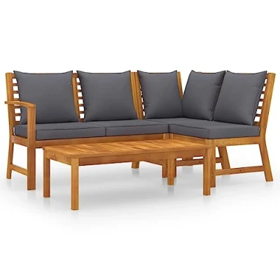 Abbildung von vidaXL Gartenlounge Set 4 tlg. Garten Lounge mit Auflagen Massivholz Akazie, (1 tlg)