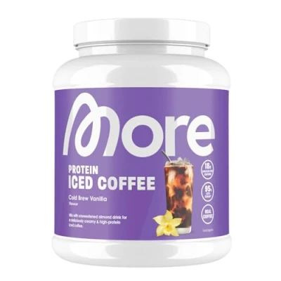 Abbildung von MORE Protein Iced Coffee, 500g, Cold Brew Vanilla, Eiskaffee mit wertvollen Proteinen, wenig Zucker und Fett made in Germany