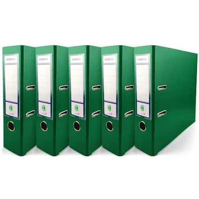 Abbildung von Netuno 5x Akten Ordner grün din a4 2 Ring Mechanik Ringorder 8cm Kunststoff breit Büroordner Plastikordner Briefordner Ringmappe breiter Aktenordner 5er pack