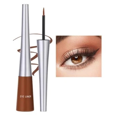 Abbildung von Liquid Eyeliner Matte Schnell trocknender Eyeliner, dauerhafter nicht blühender wasserdichter gelfarbener Candy Color Hochpigmentierter (Braun)