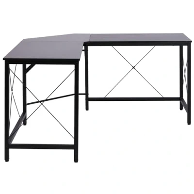 Abbildung von HOMCOM Schreibtisch Eckschreibtisch (Set, 1 St., Computetisch), Winkelschreibtisch L Form MDF Natur, Schwarz