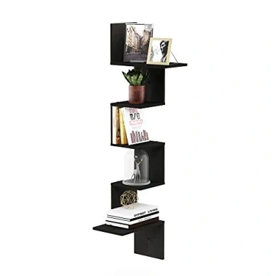 Abbildung von Furinno Rossi 5 stufiges Wandregal, Espresso, 34 x 123.6 cm