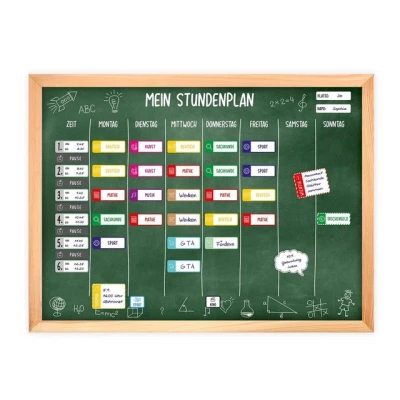 Abbildung von magnetischer Stundenplan Tafel grün mit 90 Magneten und Stift abwischbar Wochenplaner Schule ca. 40 x 30 cm