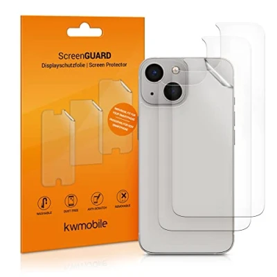 Abbildung von kwmobile 3X Schutzfolie Rückseite kompatibel mit Apple iPhone 13 Mini Folie Backcover Smartphone Handyfolie transparent