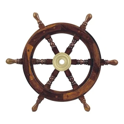 Abbildung von Sea Club Steuerrad Maritime Deko Holz mit Messingnabe Ø=45cm