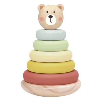 Abbildung von Toys R Wood® Stapelspielzeug Baby ab 1 Jahr aus Holz Montessori Stapelturm mit Stapelringen FSC zertifiziertes Motorikspielzeug Lernspielzeug &amp; Geschenk zur Förderung der Feinmotorik für Kinder