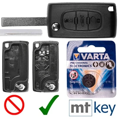Abbildung von Autoschlüssel Funk Fernbedienung Austausch Gehäuse mit 3 Tasten + HU83 Rohling Batterie kompatibel Peugeot Expert RCZ 308 207 307 Citroen C5