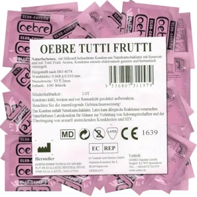 Abbildung von OEBRE Kondome Tutti Frutti Beutel mit, 100 St., Club Kondome, mit Geschmack
