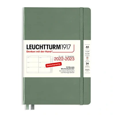 Abbildung von LEUCHTTURM1917 365823 Wochenkalender Medium (A5) 2023, 18 Monate, Olive, Deutsch