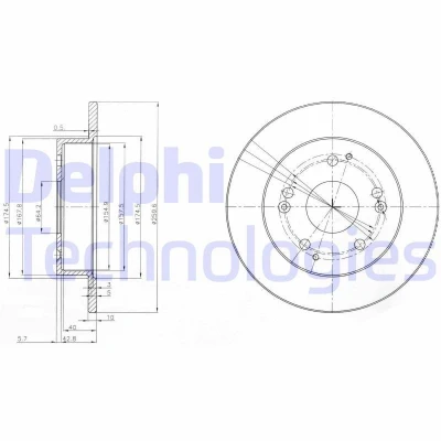 Abbildung von DELPHI BG3746 Bremsscheibe 260 10 5 voll geölt unbehandelt ohne Radlager, ABS Sensorring HONDA: CIVIC 7 Hatchback, Coupe