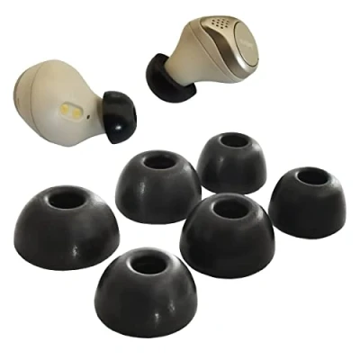 Abbildung von Luckvan Schaumstoff Ohrstöpsel für Jabra Elite 75t/65t/Active/7 Pro/Elite 3 Memory Foam Tips Active Earbuds Ersatz Fit in Ladekoffer, Schwarz LMS