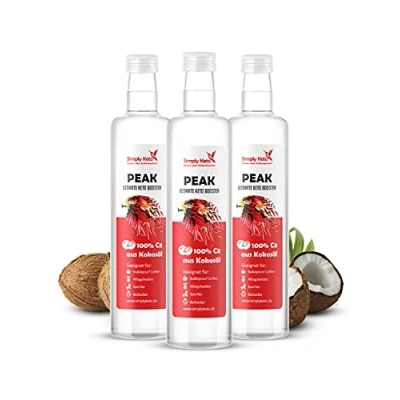 Abbildung von Simply Keto Peak C8 Öl MCT auf Kokosöl Basis 100% Caprylsäure Vegan &amp; Palmölfrei Geschmacksneutral Optimal für ketogene Ernährung Bulletproof Coffee 3x500ml