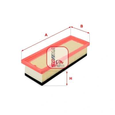 Abbildung von SOFIMA S 3301 A Luftfilter 61mm 97mm 277mm Filtereinsatz FIAT: 500 Schrägheck, Panda II Grande Punto ALFA ROMEO: MiTo