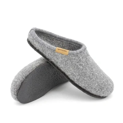 Abbildung von Gottstein Filz Hausschuh Alpine Light Damen &amp; Herren Pantoffel aus 100% Schurwolle Graumele, 39