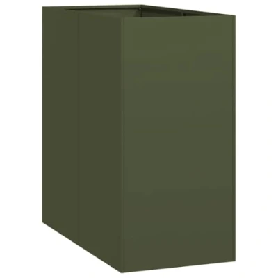 Abbildung von vidaXL Pflanzgefäß Olivgrün 40x80x80 cm Stahl, Pflanzschale, Garten Pflanzkübel, Outdoor Pflanzgefäß, Hochbeet, Blumenkasten