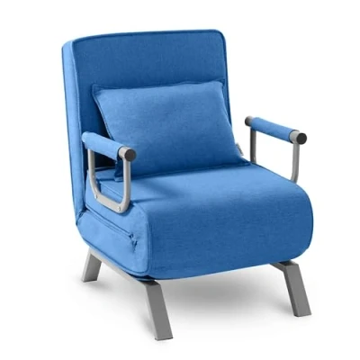 Abbildung von Makika Schlafsessel Schlafsofa TED 3in1 mit Armlehne Bettfunktion Verstellbare Rückenlehne inkl. Kopfkissen Bis 200kg Klappsessel Relaxsessel Sofabett Klappbett Gästebett Wohnzimmer Blau
