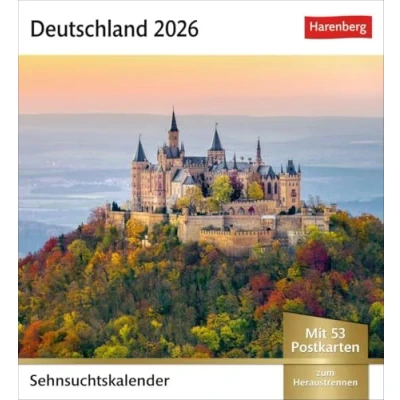 Abbildung von Deutschland Sehnsuchtskalender 2026 Wochenkalender mit 53 Postkarten: Reise Kalender hochwertigen Postkarten der schönsten Plätze Deutschlands. Postkartenkalender 2026. 16 x 17,5 cm