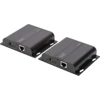 Abbildung von DIGITUS Professional 4K HDMI Extender (Set), IP fähig und Direktverbindung (Cat 5, 5e, 6), bis zu 253 Empfänger, Auflösung 3840x2160p mit 30 Hz, Schwarz