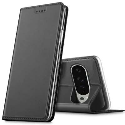 Abbildung von Verco Handyhülle für Google Pixel 9, Premium Handy Flip Cover 9 Hülle [integr. Magnet] Book Case PU Leder Tasche, Schwarz