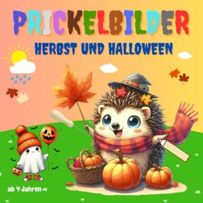 Abbildung von Prickelbilder Herbst und Halloween ab 4 Jahren: Prickelblock für Kinder mit 50 Prickelvorlagen zum Ausmalen, Prickeln, Ausschneiden Basteln Bastelbuch Jahre Mädchen Jungen