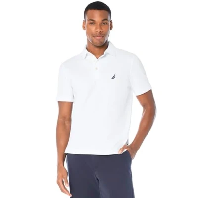 Abbildung von Nautica Herren Short Sleeve Solid Stretch Cotton Pique Polo Shirt Poloshirt, Bright White, Groß