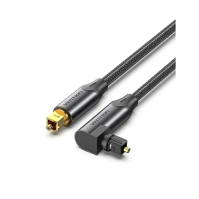 Abbildung von VENTION 90 Grad Optisches Audiokabel 1m Toslink S/PDIF Digital Audio Kabel Geflochten, 24K Vergoldet, Aluminiumhülle Lichtleiterkabel Für Soundbar, Stereoanlage, Heimkino, PS4, Xbox usw.(Schwarz)