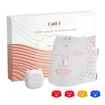 Abbildung von COOL i ® Kosmetikbehandlungsgerät Drahtlose Infrarot Blau Rot Led Gesichtsmaske Lichttherapie,4 Farben, Anti Falten, Aging, Akne Entfernung, Hautverjüngung, FDA/HSA