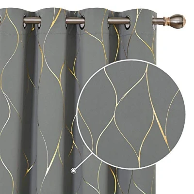 Abbildung von Deconovo Gardinen Verdunkelung Vorhänge Blickdicht Wohnzimmer mit Ösen Thermovorhang, 138x117 cm(HöhexBreite), Hellgrau, 2er Set