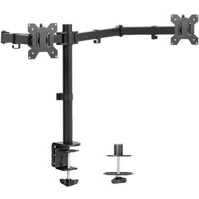 Abbildung von VIVO STAND V038 Dual Ultrawide Monitor Tischhalterung, robuster, voll verstellbarer Stahlständer, hält 2 Computer Bildschirme bis zu 96,5 cm und max. 10 kg, Schwarz