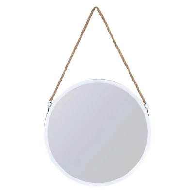Abbildung von Levandeo® Wandspiegel, Spiegel 40cm Rund Weiß Metall Jute Wandspiegel Flurspiegel Wanddeko