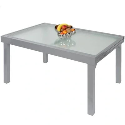 Abbildung von ib style® Diplomat Ausziehtisch Premium Gartentisch Aluminium Glasplatte Silbermatt 135 270 cm