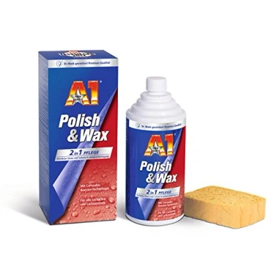 Abbildung von DR. WACK A1 Polish &amp; Wax 500 ml inkl. Spezialschwamm I Auto Politur Wachs mit Carnauba Langanhaltender Schutz Glanz Für alle Lacke geeignet Hochwertige Autopflege Made in Germany