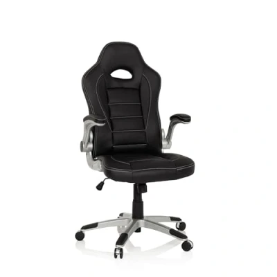 Abbildung von hjh OFFICE 621891 Chefsessel Game Sport Kunstleder Schwarz Gaming Stuhl Bürostuhl, Armlehnen klappbar