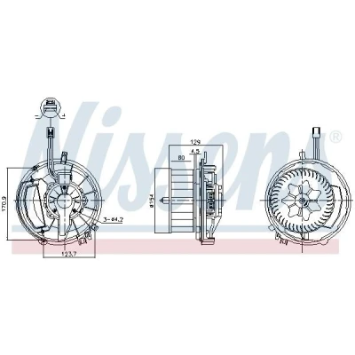 Abbildung von NISSENS 87524 Innenraumgebläse ohne integrierten Regler VOLKSWAGEN: Touran II, Passat B8 Variant, Tiguan SKODA: Kodiaq