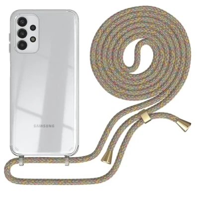 Abbildung von EAZY CASE Handykette kompatibel mit Samsung Galaxy A13 (4G / 5G) Handyhülle Umhängeband Handykordel Schutzhülle Silikonhülle Hülle Band Stylische Kette für Smartphone Rainbow