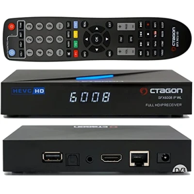 Abbildung von Octagon SFX6008 IP WL Full HD H.265 HEVC, E2 Linux Set Top Box &amp; Smart Internet TV Receiver, Sat to Client Support, DLNA, YouTube, Web Radio, 150Mbit WiFi intern, HDMI, schwarz