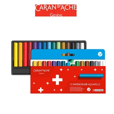 Abbildung von Caran d&#039;Ache 7502.815 Swisscolor wasservermalbare Wachs Pastell Farbstifte, 15 Stück bunt