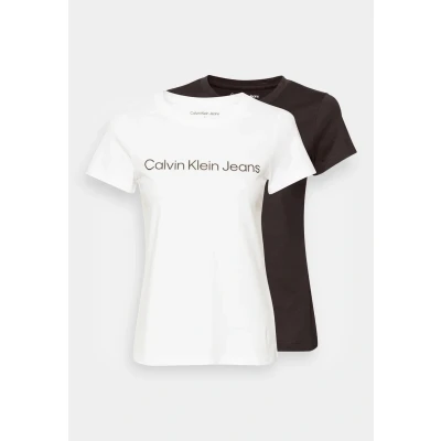 Abbildung von Calvin Klein Jeans Institutional LOGO TEE 2 PACK Tshirt print, Damen, Größe: XXS, Bright white/black