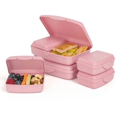 Abbildung von Hausfelder Lunchbox Brotdosen Set flach (RosePink, 6er Set), Kunststoff, (6 tlg)