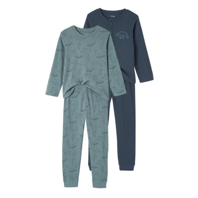 Abbildung von Vertbaudet Pyjamas Bär, Jungen, gerippt, 2 Stück, smaragdgrün, 4 Jahre