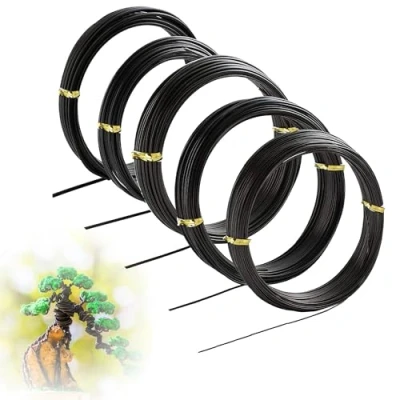 Abbildung von Basteldraht für,Bonsai Aluminiumdraht,Bonsai Draht,Flexibler Eisendraht, Kreatives Bonsai Kit, 5 Größen, Eloxierter Aluminium Draht 1,0 mm, 1,5 2,0 2,5 3,0 mm (50 Meter) (Schwarz)