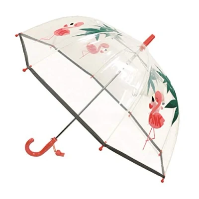Abbildung von Reflektierender transparenter Kinderregenschirm in Flamingo Rosa