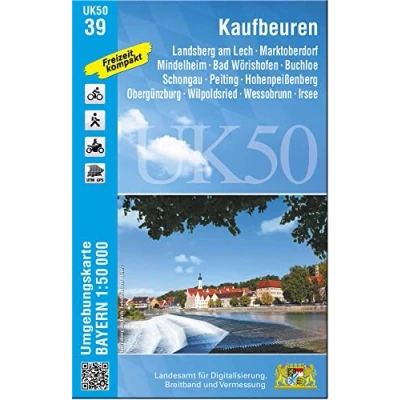 Abbildung von UK50 39 Kaufbeuren: Landsberg am Lech, Marktoberdorf, Mindelheim, Bad Wörishofen, Buchloe, Schongau, Peiting, Hohenpeißenberg, Obergünzburg, ... Karte Freizeitkarte Wanderkarte)