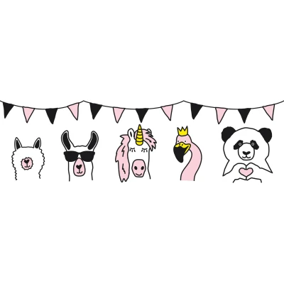 Abbildung von A.S. Création Bordüre &quot;Wild Party&quot;, Papier, Wand, Schräge, Tür