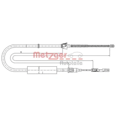 Abbildung von METZGER 10.7507 Handbremsseil links, rechts 1075/814 Trommelbremse COFLE AUDI: A2
